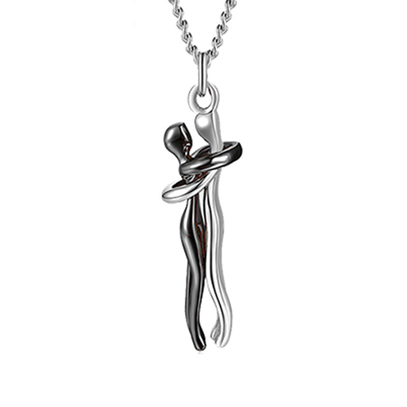 Collar con colgante "Abrazo de Amor" – Cadena de clavícula unisex para parejas | Regalo de joyería minimalista para hombres y mujeres