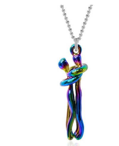 Collar con colgante "Abrazo de Amor" – Cadena de clavícula unisex para parejas | Regalo de joyería minimalista para hombres y mujeres