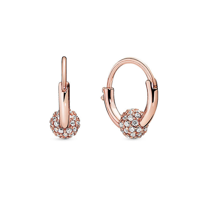 Pendientes Panjia europeos y americanos de moda con pavé, pendientes de oro rosa con forma de corazón, pendientes divertidos de amor para mujer, regalo 520
