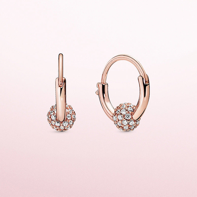Pendientes Panjia europeos y americanos de moda con pavé, pendientes de oro rosa con forma de corazón, pendientes divertidos de amor para mujer, regalo 520