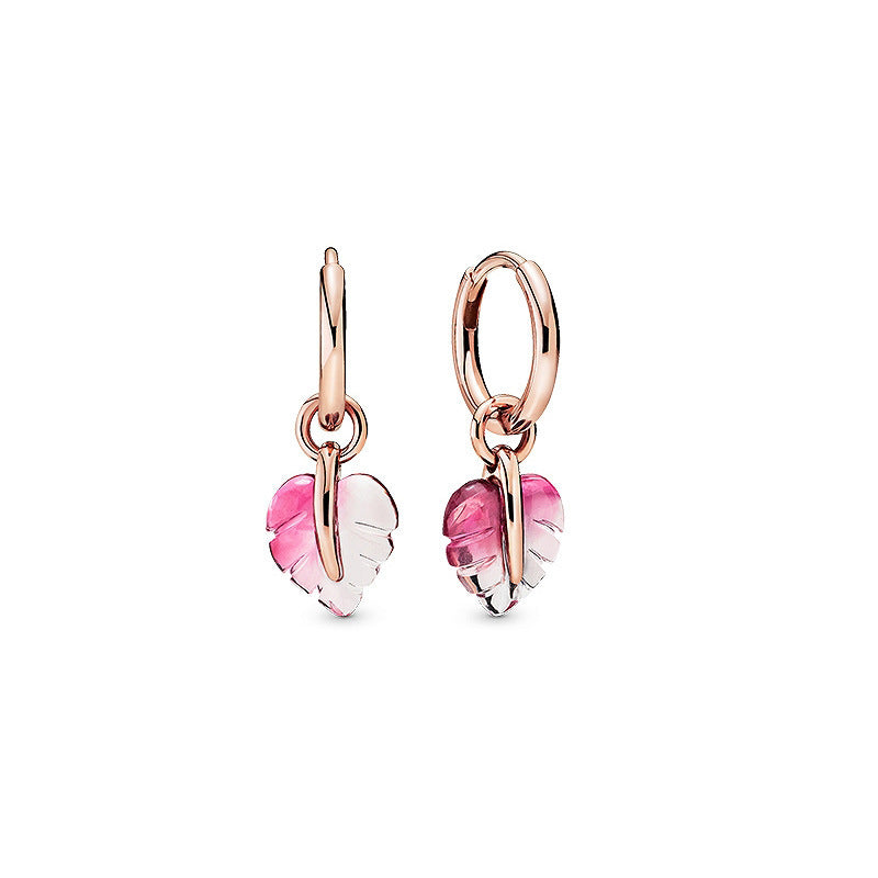 Pendientes Panjia europeos y americanos de moda con pavé, pendientes de oro rosa con forma de corazón, pendientes divertidos de amor para mujer, regalo 520