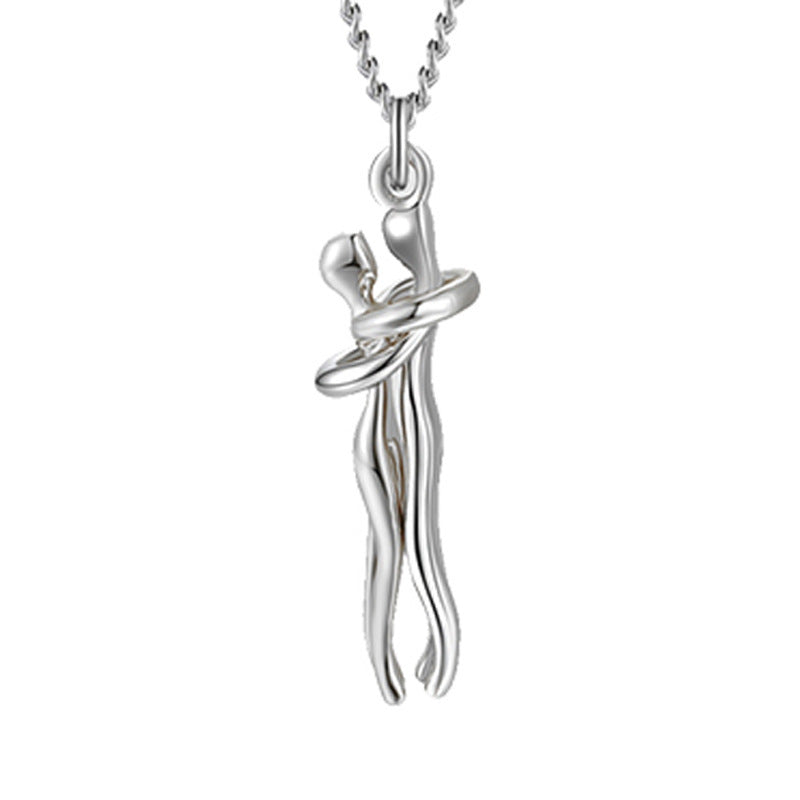 Collar con colgante "Abrazo de Amor" – Cadena de clavícula unisex para parejas | Regalo de joyería minimalista para hombres y mujeres
