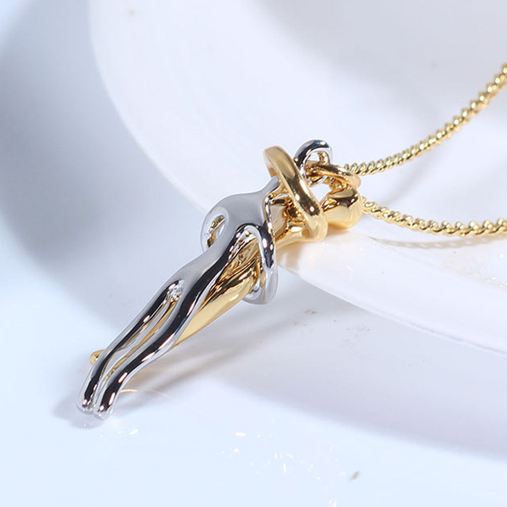 Collar con colgante "Abrazo de Amor" – Cadena de clavícula unisex para parejas | Regalo de joyería minimalista para hombres y mujeres
