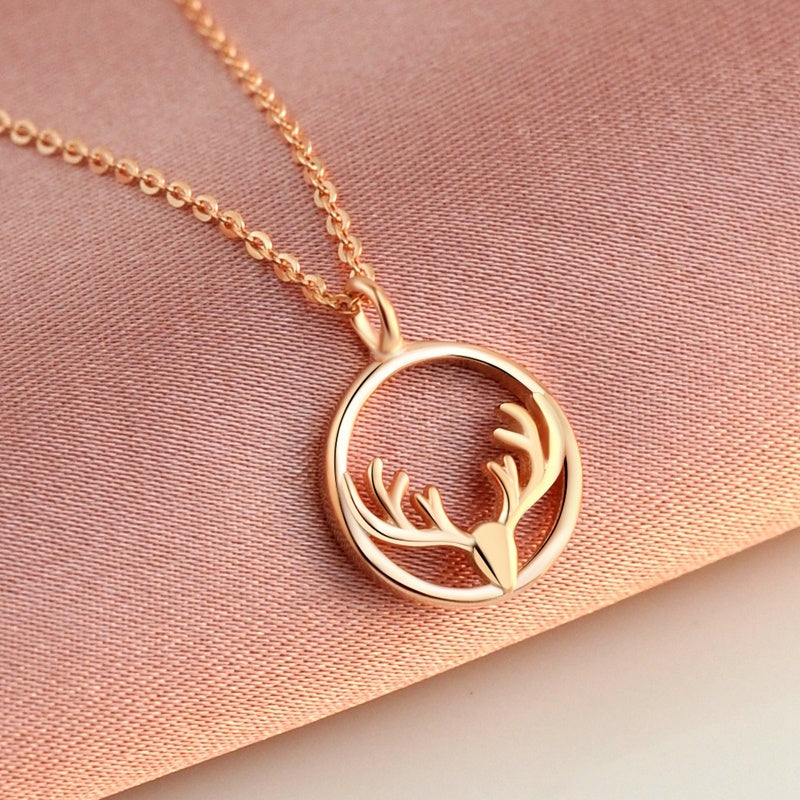 Collar de plata de ley para mujer, chapado en oro rosa, collar sencillo de plata