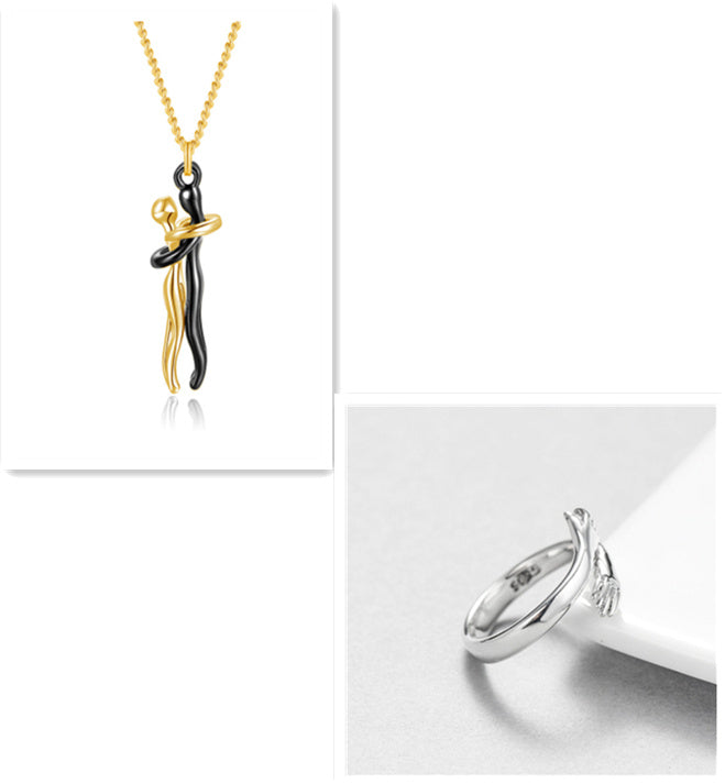 Collar con colgante "Abrazo de Amor" – Cadena de clavícula unisex para parejas | Regalo de joyería minimalista para hombres y mujeres