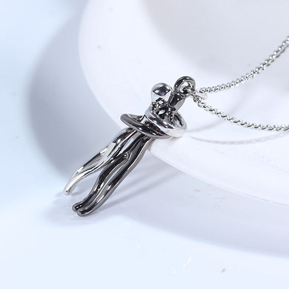 Collar con colgante "Abrazo de Amor" – Cadena de clavícula unisex para parejas | Regalo de joyería minimalista para hombres y mujeres