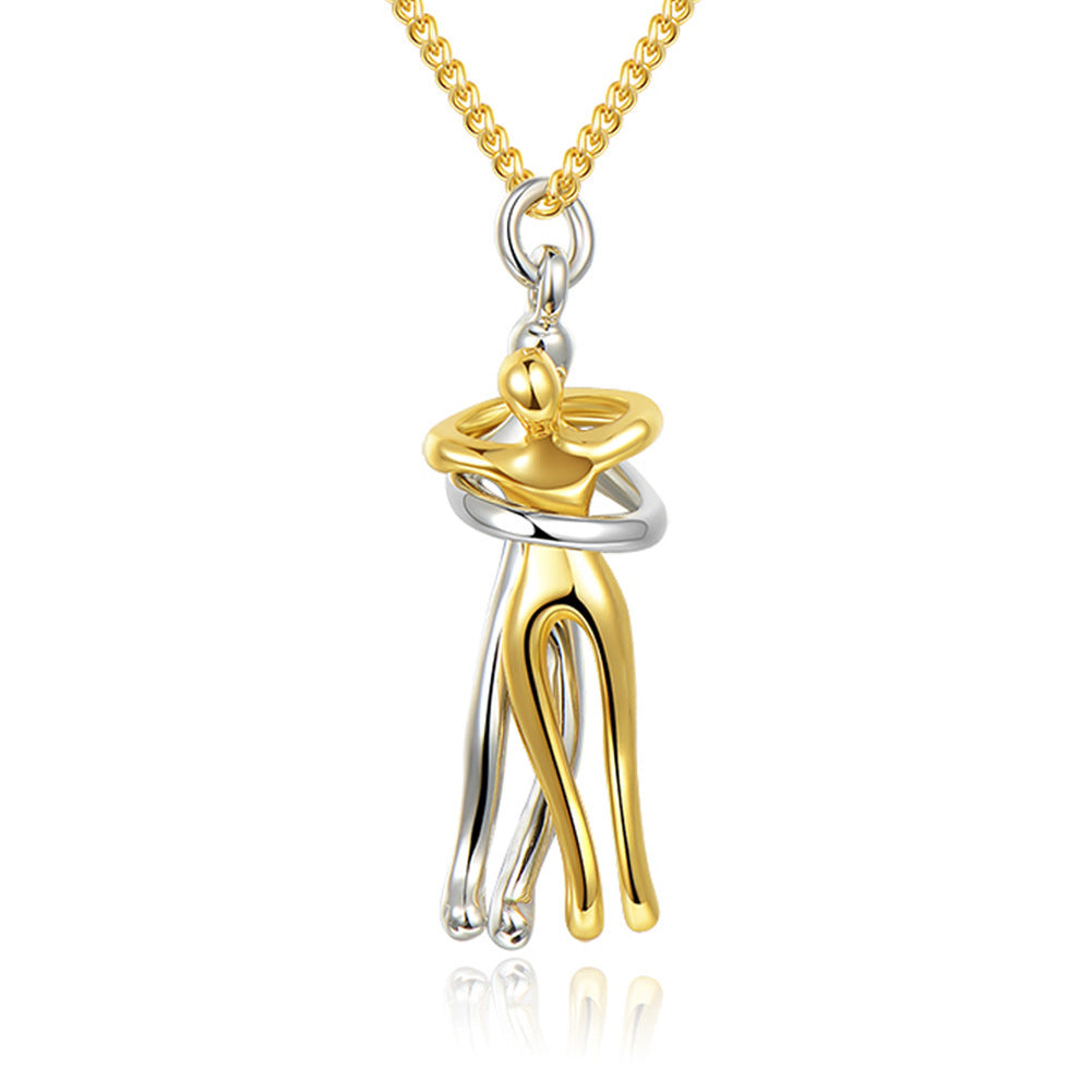 Collar con colgante "Abrazo de Amor" – Cadena de clavícula unisex para parejas | Regalo de joyería minimalista para hombres y mujeres