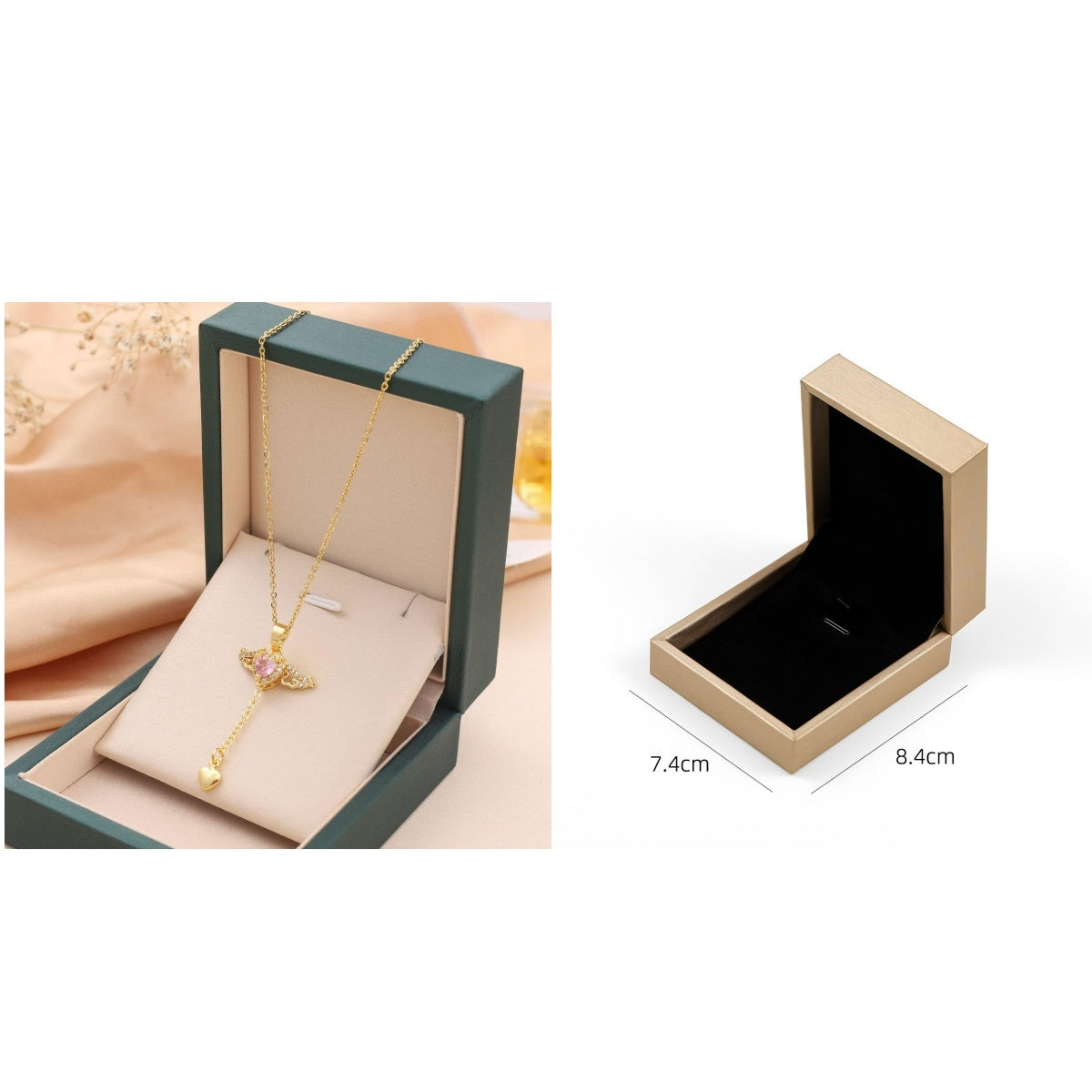 Collar con borlas y alas de ángel con forma de corazón de Cupido en movimiento y cadena de clavícula de cristal, joyería para mujer