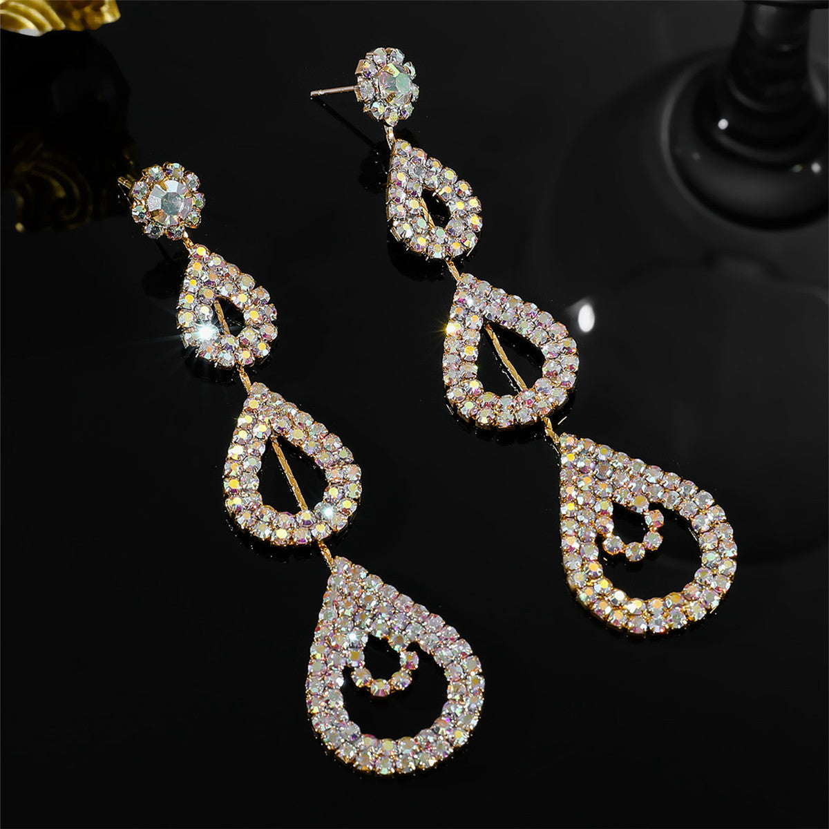 Fashion Rhinestone Long Earrings for Women