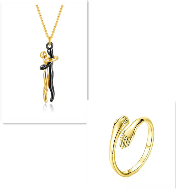 Collar con colgante "Abrazo de Amor" – Cadena de clavícula unisex para parejas | Regalo de joyería minimalista para hombres y mujeres
