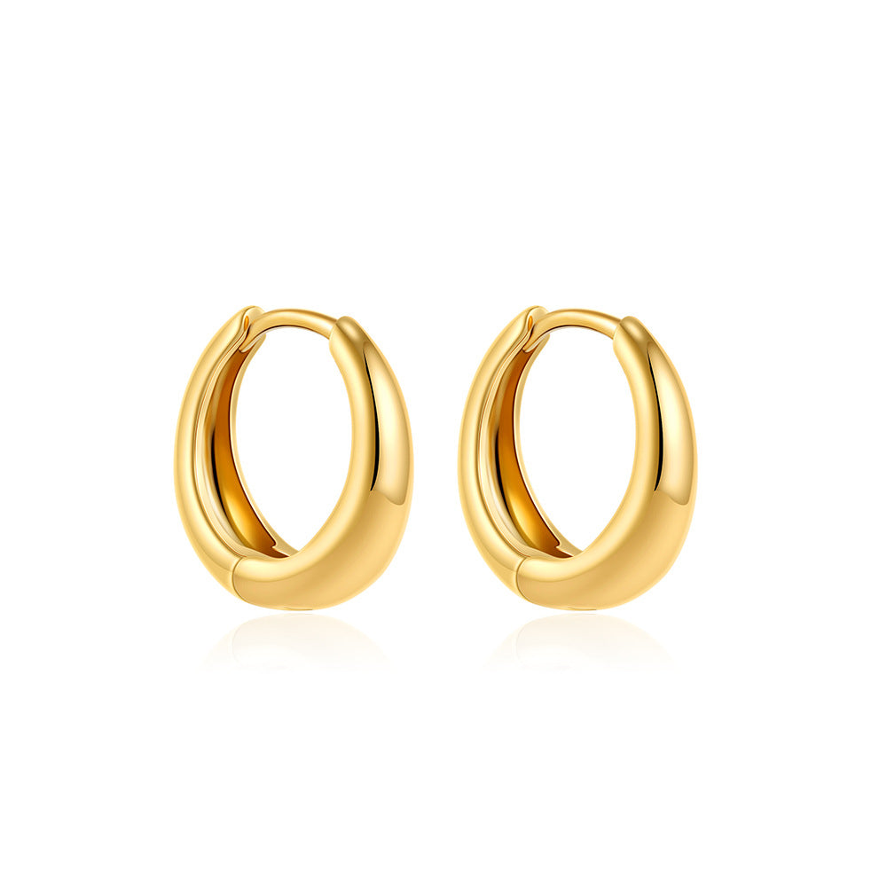 Pendientes sencillos y brillantes de oro de 18 quilates para mujer
