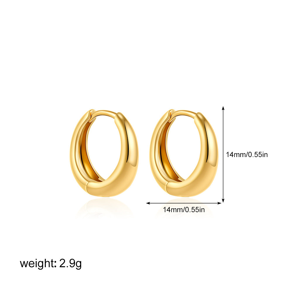 Pendientes sencillos y brillantes de oro de 18 quilates para mujer