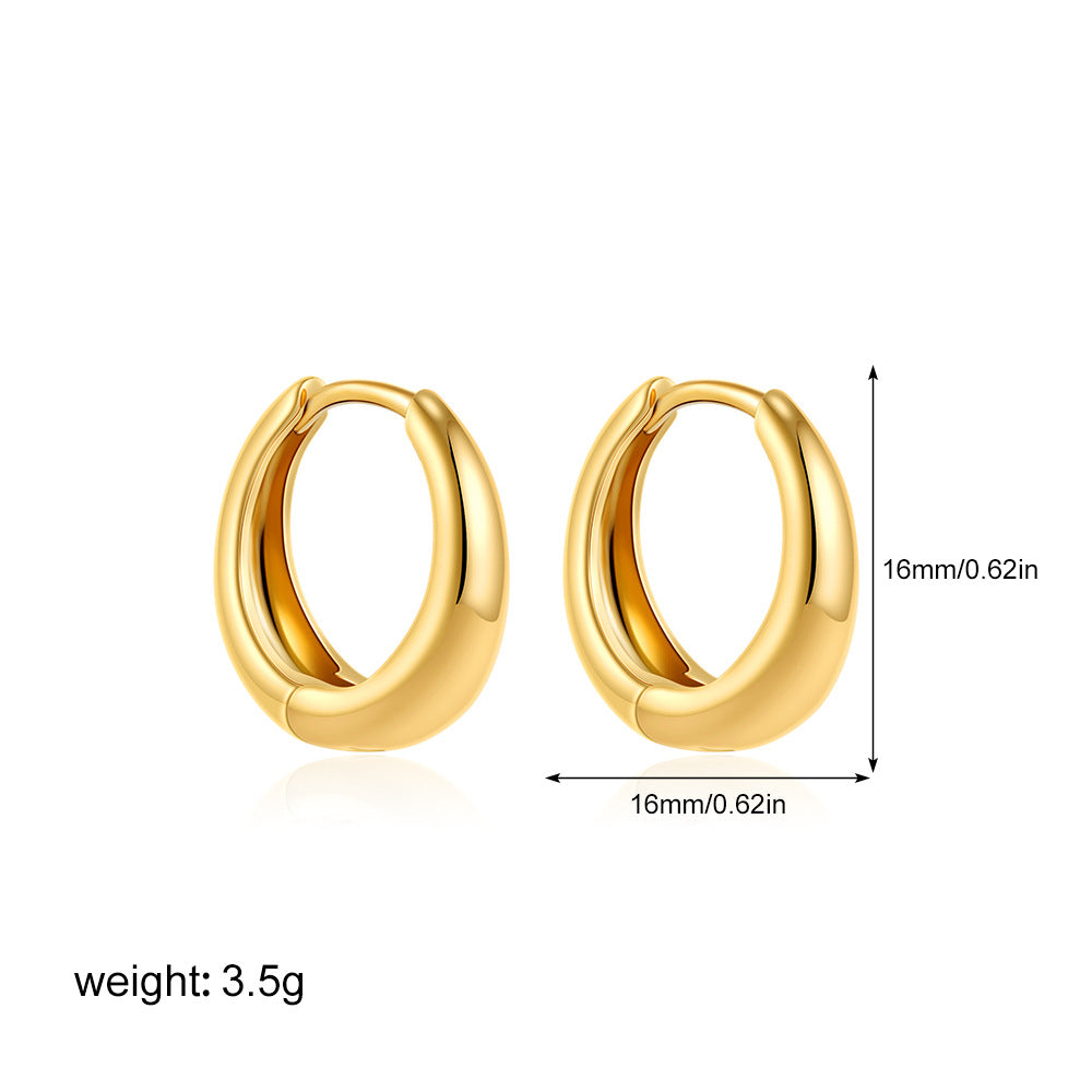 Pendientes sencillos y brillantes de oro de 18 quilates para mujer