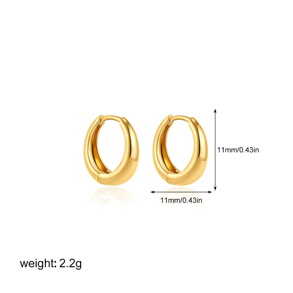 Pendientes sencillos y brillantes de oro de 18 quilates para mujer