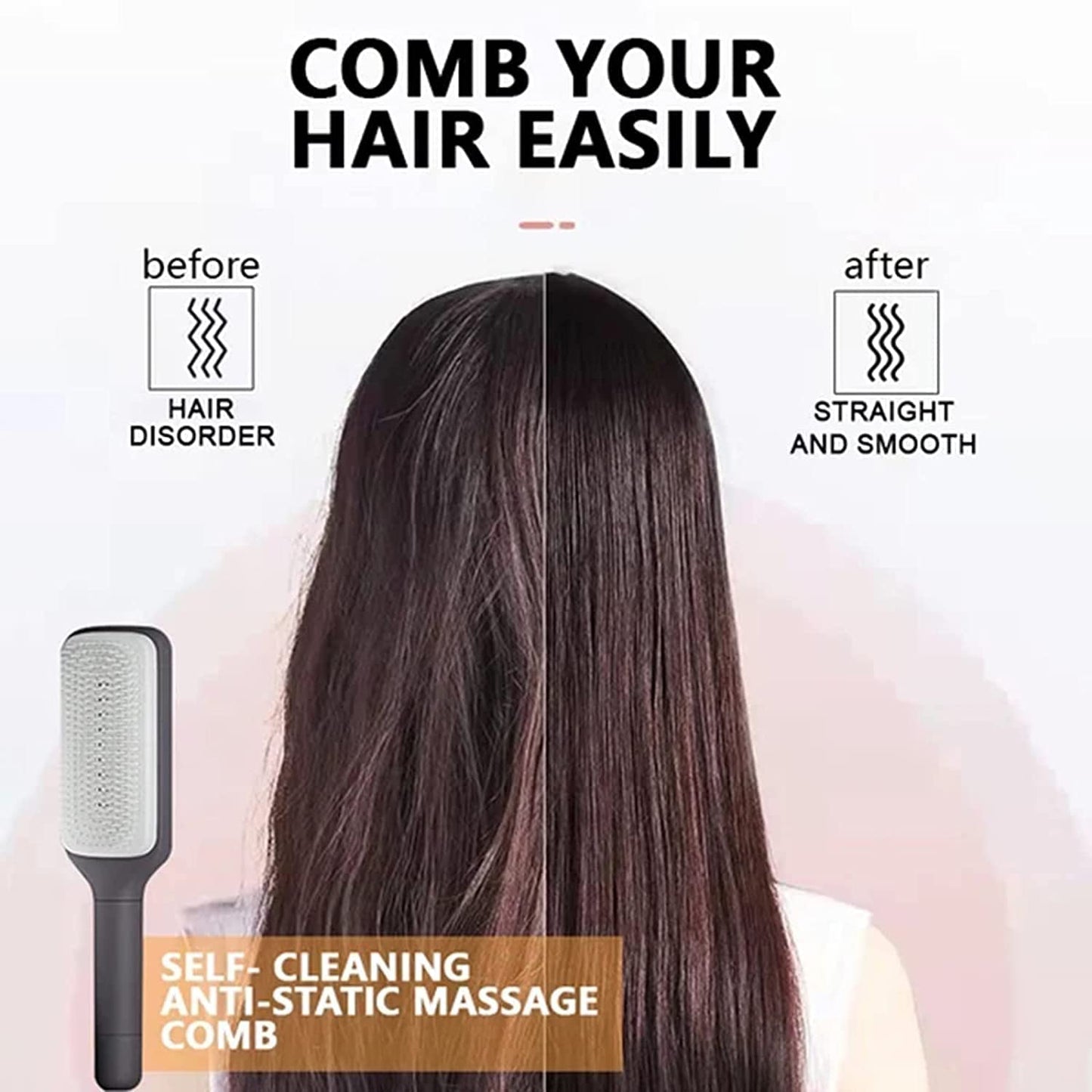 4 in 1 Self Cleaning Hair Brush New Self-Cleaning Anti-Static Massage Comb Scalable Rotate Lifting Self Cleaning Hairbrush