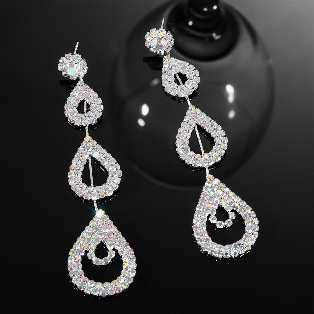 Fashion Rhinestone Long Earrings for Women