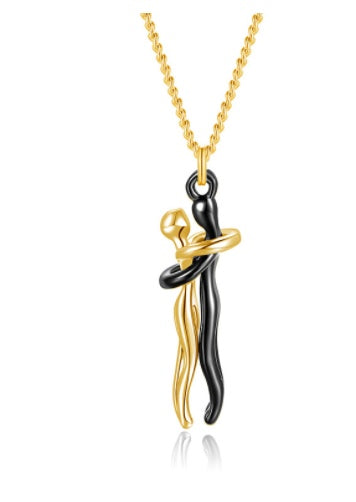 Collar con colgante "Abrazo de Amor" – Cadena de clavícula unisex para parejas | Regalo de joyería minimalista para hombres y mujeres