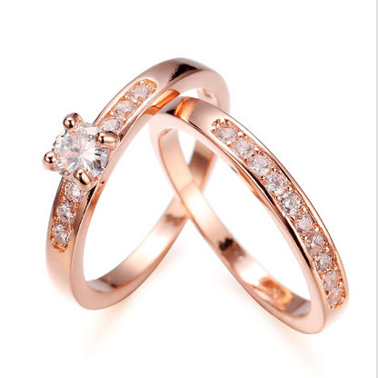 Anillo de oro rosa con diamantes