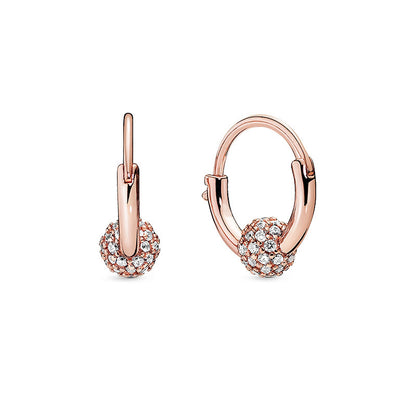 Pendientes Panjia europeos y americanos de moda con pavé, pendientes de oro rosa con forma de corazón, pendientes divertidos de amor para mujer, regalo 520