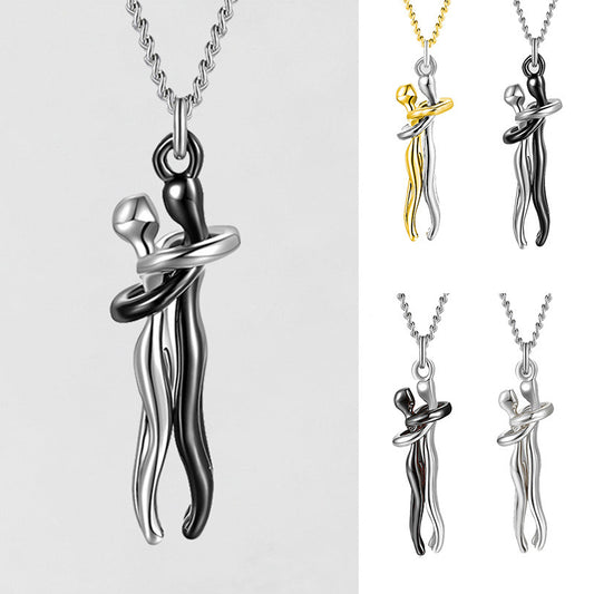 Love Hug Pendant Necklace – Unisex Clavicle Chain for Couples | Minimalist Jewelry Gift for Men & Women