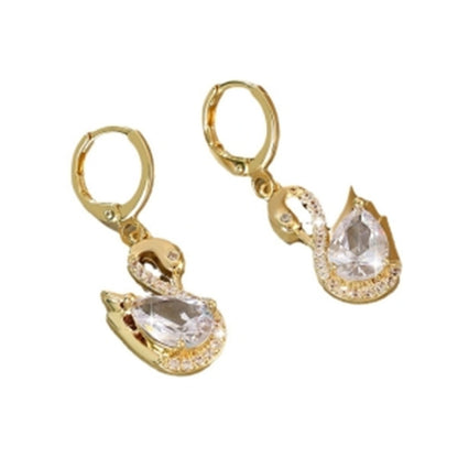 Pendientes de cisne con diamantes de imitación