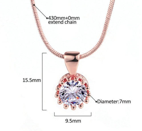 Collar con colgante de circonitas bañado en oro rosa y oro blanco