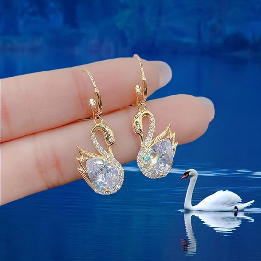 Pendientes de cisne con diamantes de imitación