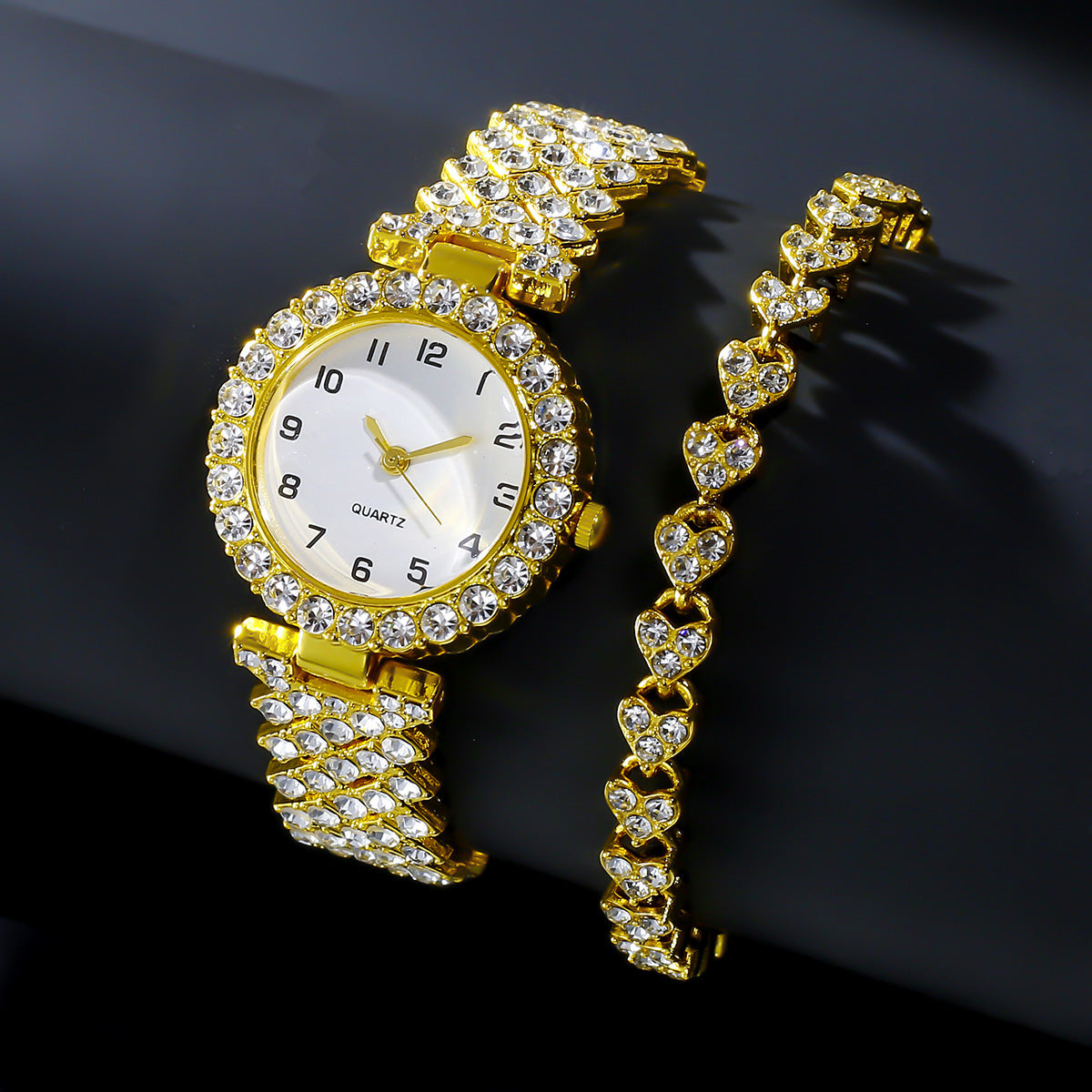 Luxury Women’s Watch & Bracelet Set – Elegant Silver Strap Quartz Wristwatch with Matching Alloy Bracelet | Perfect Gift Set