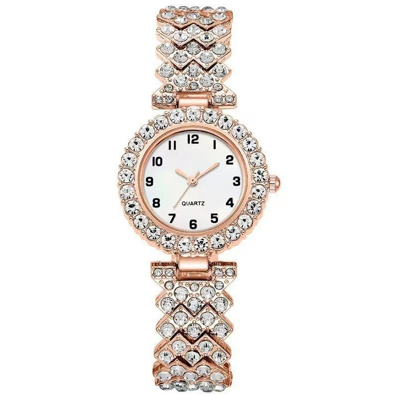 Luxury Women’s Watch & Bracelet Set – Elegant Silver Strap Quartz Wristwatch with Matching Alloy Bracelet | Perfect Gift Set