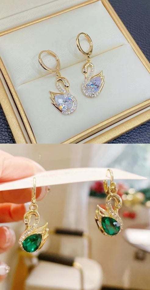 Pendientes de cisne con diamantes de imitación