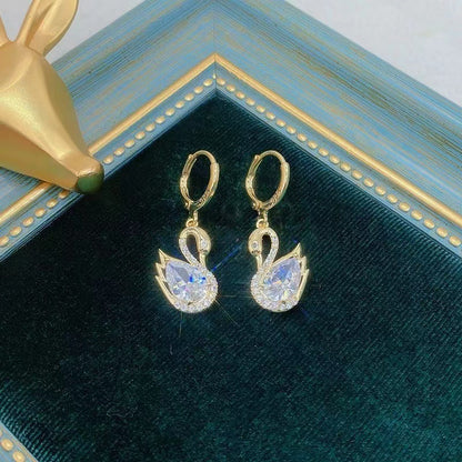 Pendientes de cisne con diamantes de imitación