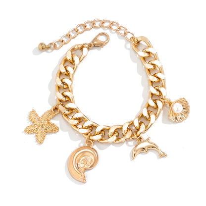 Conjunto de gargantilla y pulsera con borlas estilo bohemio chic con ambiente oceánico