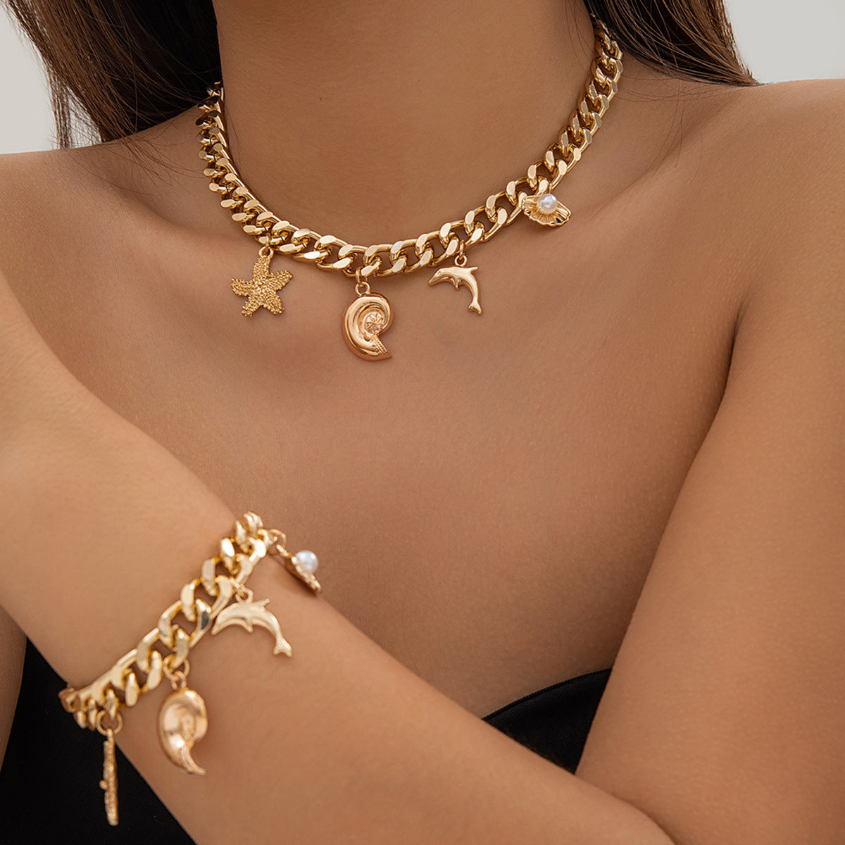 Boho Chic Ocean Vibes – Tassel Choker Necklace & Bracelet Jewelry Set