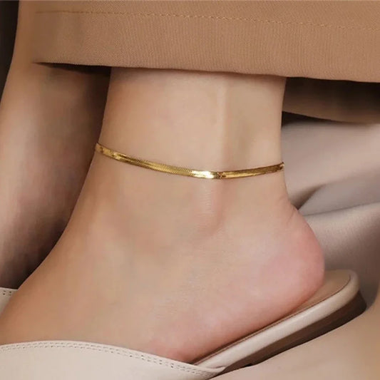 Snake Chain Anklet 3MM Stainless Steel Adjustable Chain Anklet Gifts for Women Girls Beach Jewelry Accessories Wholesale