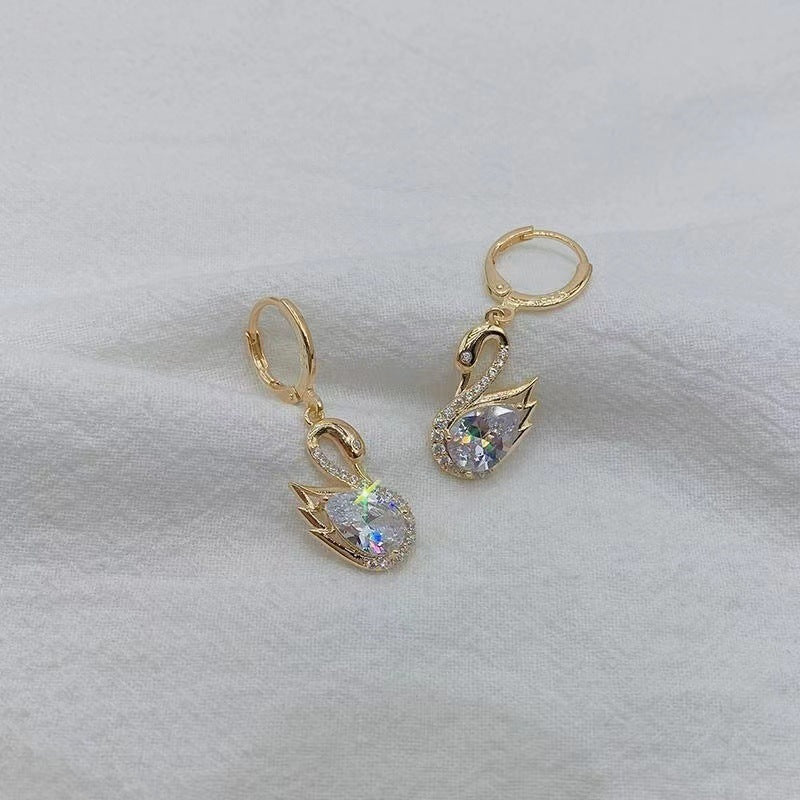 Pendientes de cisne con diamantes de imitación