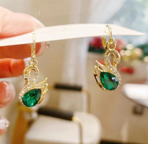 Pendientes de cisne con diamantes de imitación